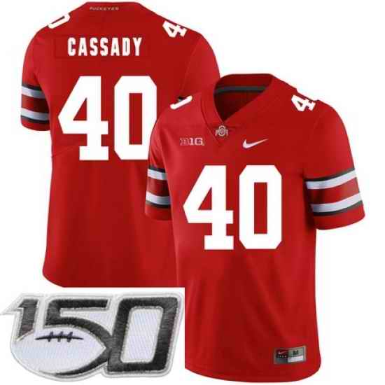 Ohio State Buckeyes 40 Howard Cassady Red Nike College Football Stitched 150th Anniversary Patch Jersey